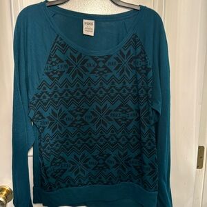 Victoria’s Secret PINK - Snowflake Long Sleeve  Fair Isle RARE - Large Raglan